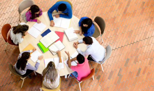 Study group Study group with young people sitting in a round table